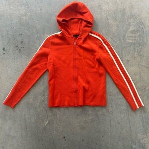 Merino Wool Full-Zip Striped Hooded Sweater